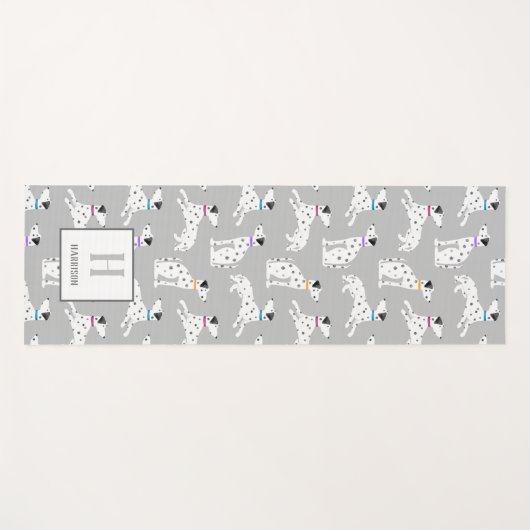 ダルマティアンドッグ水玉模様動物水彩 ヨガマット (正面(横))