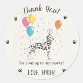 ダルマティアンドッグ誕生日サンキュー ラウンドシール (正面)