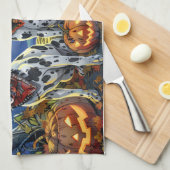 ダルマティアンハロウィン不気味ー キッチンタオル (四つ折り)