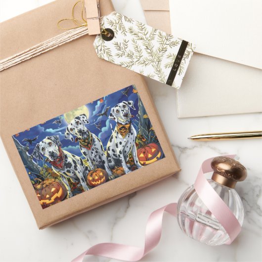 ダルマティアンハロウィン不気味ー 長方形シール (ギフト)
