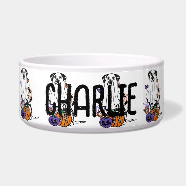 ダルマティアンハロウィーン幽霊ドッグ ボウル (正面)