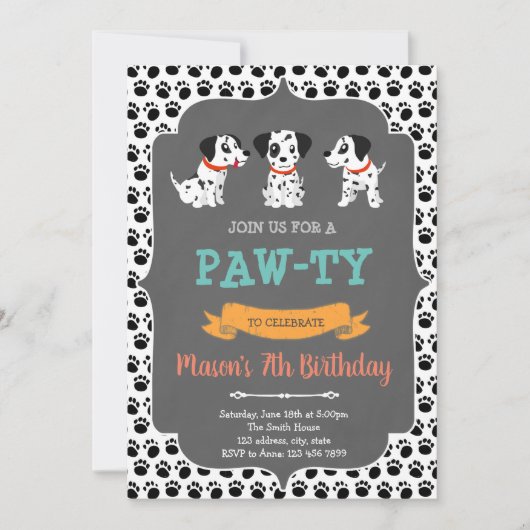 ダルマティアンパーティの招待状 招待状 (正面)