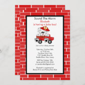 ダルマティアンファイヤートラックボーイベビーシャワー招待状 招待状 (正面/裏面)