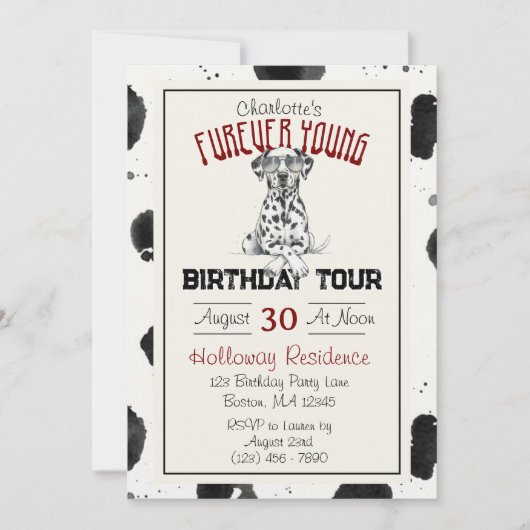 ダルマティアンフーリーバーヤング1stバースデーパウィティ 招待状 (正面)