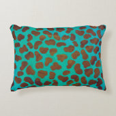 ダルマティアンブラウンティール（緑がかった色）プリント アクセントクッション (正面)