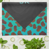 ダルマティアンブラウンティール（緑がかった色）プリント キッチンタオル (折り畳み)