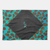 ダルマティアンブラウンティール（緑がかった色）プリント キッチンタオル (横)