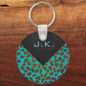 ダルマティアンブラウンティール（緑がかった色）プリント キーホルダー (正面)