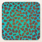 ダルマティアンブラウンティール（緑がかった色）プリント スクエアペーパーコースター (正面)