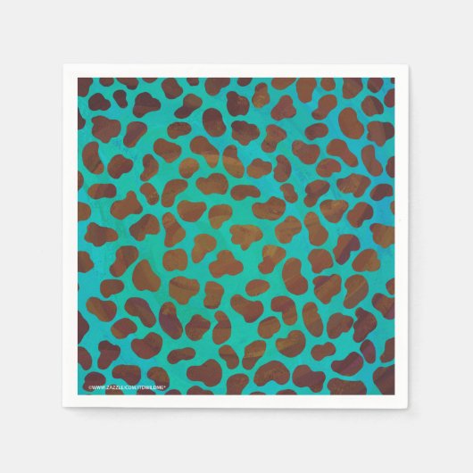 ダルマティアンブラウンティール（緑がかった色）プリント スタンダードカクテルナプキン (正面)