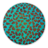 ダルマティアンブラウンティール（緑がかった色）プリント セラミックノブ (正面)