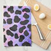 ダルマティアンブラックアンドピンクプリント キッチンタオル (四つ折り)