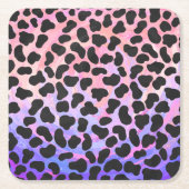 ダルマティアンブラックアンドピンクプリント スクエアペーパーコースター (正面)