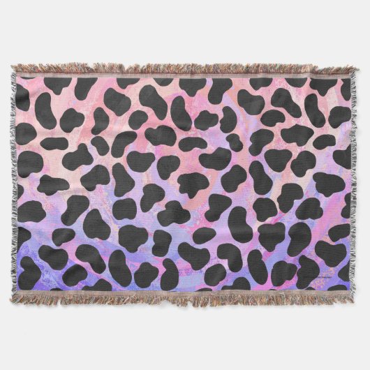 ダルマティアンブラックアンドピンクプリント スローブランケット (正面)