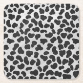 ダルマティアンブラックアンドホワイトプリント スクエアペーパーコースター (正面)