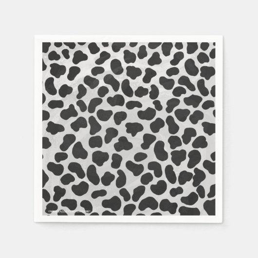 ダルマティアンブラックアンドホワイトプリント スタンダードカクテルナプキン (正面)