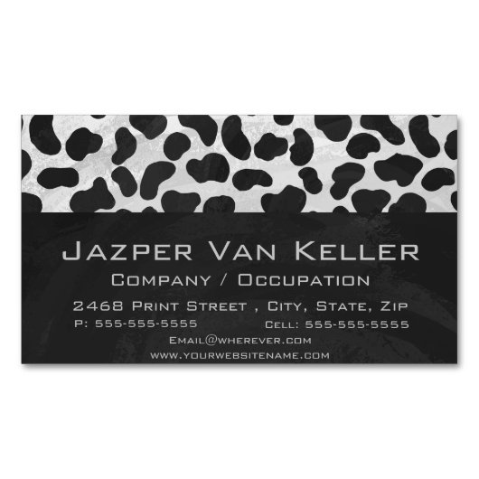 ダルマティアンブラックアンドホワイトプリント マグネット名刺 (正面)