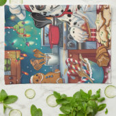 ダルマティアンホリデーベーキング:フェスティバルクリスマス キッチンタオル (折り畳み)