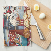 ダルマティアンホリデーベーキング:フェスティバルクリスマス キッチンタオル (四つ折り)