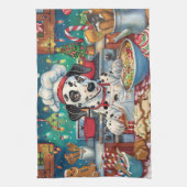 ダルマティアンホリデーベーキング:フェスティバルクリスマス キッチンタオル (縦)