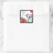 ダルマティアンポインセチア縁どクリスマス スクエアシール (バッグ)