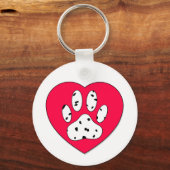 ダルマティアンポープリントイン赤いハート キーホルダー (正面)