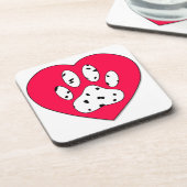 ダルマティアンポープリントイン赤いハート コースター (左側)