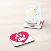 ダルマティアンポープリントイン赤いハート コースター (右側)