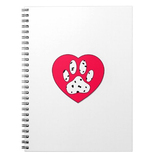 ダルマティアンポープリントイン赤いハート ノートブック (正面)