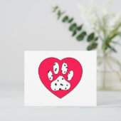 ダルマティアンポープリントイン赤いハート ポストカード (スタンド正面)