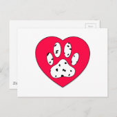 ダルマティアンポープリントイン赤いハート ポストカード (正面/裏面)