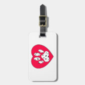 ダルマティアンポープリントイン赤いハート ラゲッジタグ (正面縦)