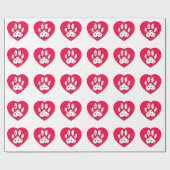 ダルマティアンポープリントイン赤いハート ラッピングペーパー (フラット)