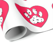 ダルマティアンポープリントイン赤いハート ラッピングペーパー (ロールコーナー)