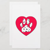 ダルマティアンポープリントイン赤いハート 便箋 (正面/裏面)