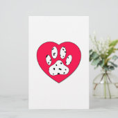 ダルマティアンポープリントイン赤いハート 便箋 (スタンド正面)