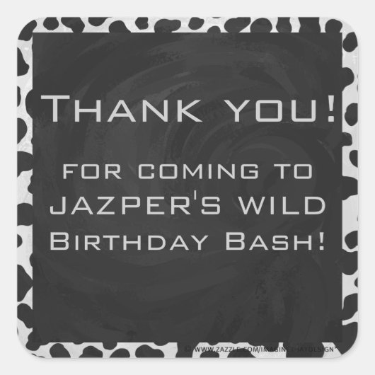 ダルマティアンモノグランタムブラックアンドホワイトプリント スクエアシール (正面)