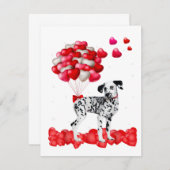 ダルマティアンヴァレンティーンズデイ衣装ハートドッグ恋人 招待状 (正面/裏面)