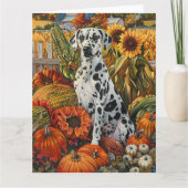 ダルマティアン犬の秋の収穫感謝祭 カード (正面)