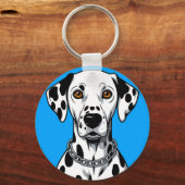 ダルマティアン犬ポートレート鮮やか背景 キーホルダー (正面)