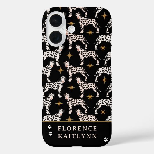 ダルマティアン犬金ゴールド星模様の名前 Case-Mate iPhoneケース (裏面)