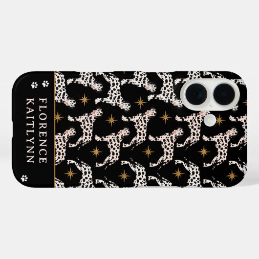 ダルマティアン犬金ゴールド星模様の名前 Case-Mate iPhoneケース (裏面 (横))