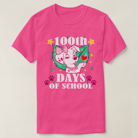 ダルマティアン犬100日の学校ダルマティアン犬の茶 Tシャツ (デザイン正面)