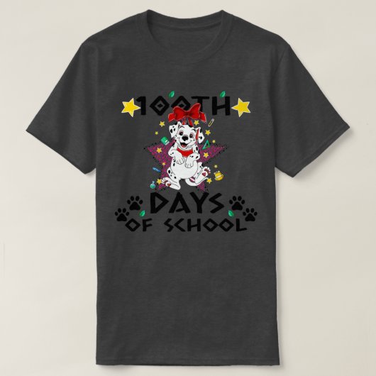 ダルマティアン犬100日の学校ダルマティアン犬の茶 Tシャツ (デザイン正面)