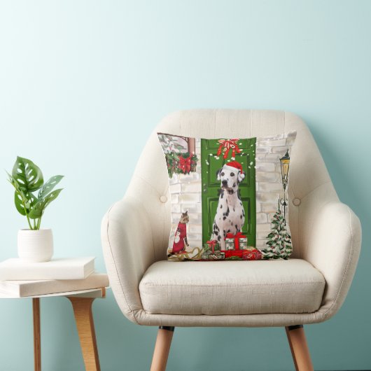 ダルマティアン・ドッグ・クリスマス クッション (椅子)