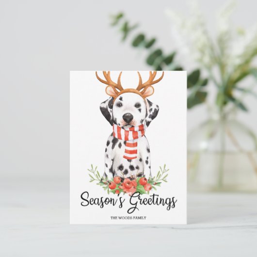 ダルマティアン・ドッグ・シーズンのクリスマス シーズンポストカード (スタンド正面)