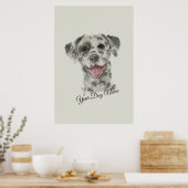 ダルマティア犬の肖像　リアルなアート　水彩画 ポスター (キッチン)