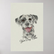 ダルマティア犬の肖像　リアルなアート　水彩画