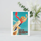 ダルマティア,クロアチア,ヨットに乗った少女 ポストカード (スタンド正面)