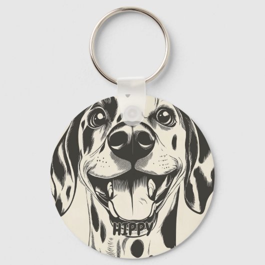 ダルマパーソナライズされたーチ犬 キーホルダー (正面)